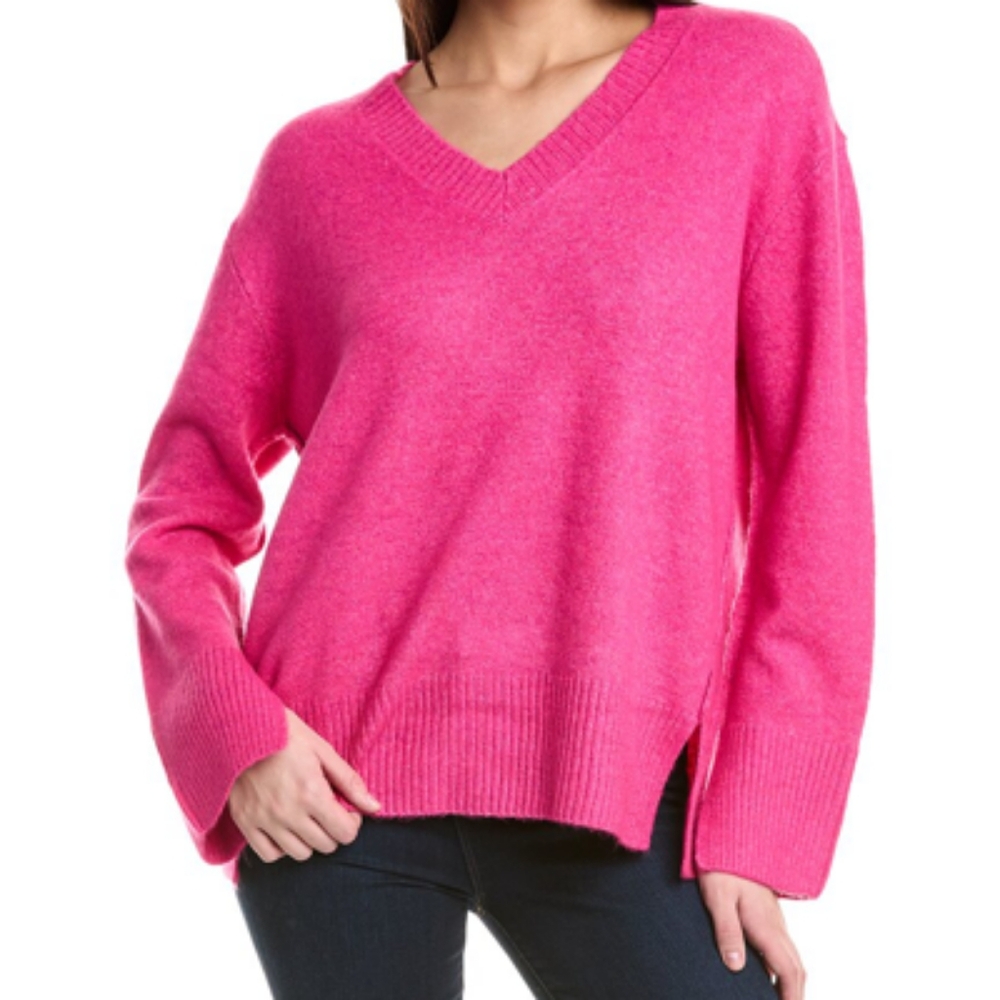NWT VINCE CAMUTO Contrast Chain Stitch Sweater In Pink SZ 2X